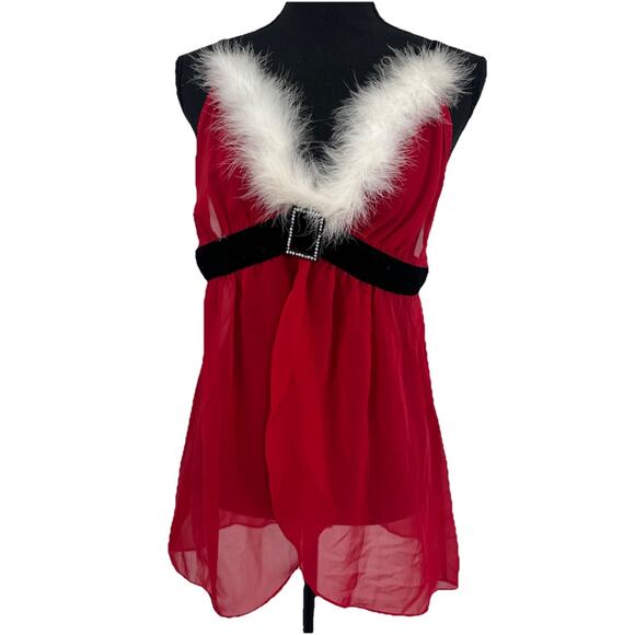Enchanting Lingerie Sexy Santa Claus Top Women's Top Size Large Christmas Red - Picture 1 of 12